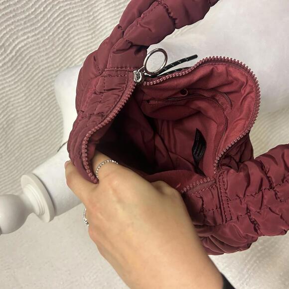 Free People Movement Quilted Crossbody Bag Raspberry Boho Basic Active Burgundy - Picture 6 of 9